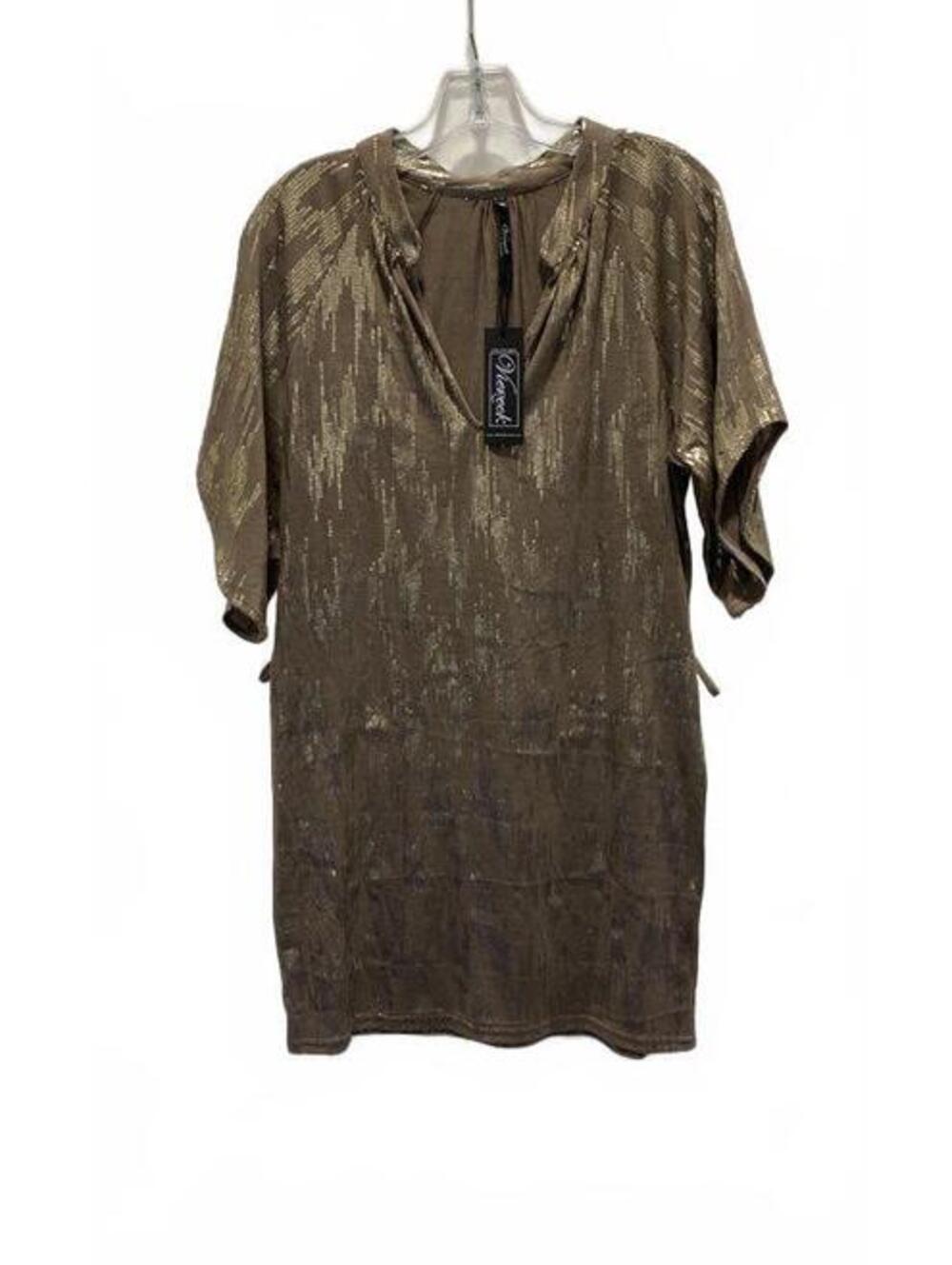 Varecia Bronze Sequin Short Sleeve Dress Size S